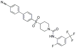 4-[(4'-CYANOBIPHENYL-4-YL)SULFONYL]-N-[2-FLUORO-5-(TRIFLUOROMETHYL)PHENYL]PIPERIDINE-1-CARBOXAMIDE Struktur