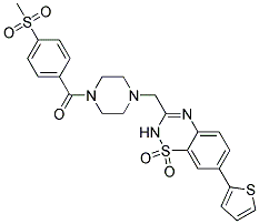 3-((4-[4-(METHYLSULFONYL)BENZOYL]PIPERAZIN-1-YL)METHYL)-7-(2-THIENYL)-2H-1,2,4-BENZOTHIADIAZINE 1,1-DIOXIDE Struktur