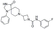 N-(3-FLUOROPHENYL)-3-(4-OXO-1-PHENYL-1,3,8-TRIAZASPIRO[4.5]DEC-8-YL)AZETIDINE-1-CARBOXAMIDE Struktur