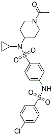 N-(1-ACETYLPIPERIDIN-4-YL)-4-[((4-CHLOROPHENYL)SULPHONYL)AMINO]-N-CYCLOPROPYLBENZENESULPHONAMIDE Struktur