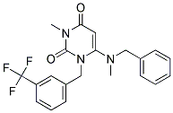 6-[BENZYL(METHYL)AMINO]-3-METHYL-1-[3-(TRIFLUOROMETHYL)BENZYL]PYRIMIDINE-2,4(1H,3H)-DIONE Struktur