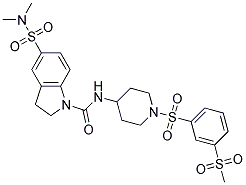 5-[(DIMETHYLAMINO)SULFONYL]-N-(1-([3-(METHYLSULFONYL)PHENYL]SULFONYL)PIPERIDIN-4-YL)INDOLINE-1-CARBOXAMIDE Struktur