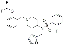 N-(1-[2-(DIFLUOROMETHOXY)BENZYL]PIPERIDIN-4-YL)-2-FLUORO-N-(2-FURYLMETHYL)BENZENESULFONAMIDE Struktur