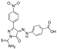 4-(N'-[3-(4-NITRO-PHENYL)-5-OXO-1-THIOCARBAMOYL-1,5-DIHYDRO-PYRAZOL-4-YLIDENE]-HYDRAZINO)-BENZOIC ACID Struktur