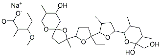 SODIUM 4-[2-[5-ETHYL-5-[5-[6-HYDROXY-6-(HYDROXYMETHYL)-3,5-DIMETHYL-OXAN-2-YL]-3-METHYL-OXOLAN-2-YL]-OXOLAN-2-YL]-9-HYDROXY-2,8-DIMETHYL-1,6-DIOXASPIRO[4.5]DEC-7-YL]-3-METHOXY-2-METHYL-PENTANOATE Struktur