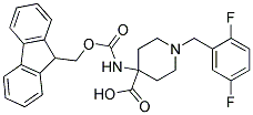 4-(((9H-FLUOREN-9-YL)METHOXY)CARBONYLAMINO)-1-(2,5-DIFLUOROBENZYL)PIPERIDINE-4-CARBOXYLIC ACID Struktur