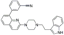 3-(2-(4-[2-(1H-INDOL-3-YL)ETHYL]PIPERAZIN-1-YL)QUINOLIN-8-YL)BENZONITRILE Struktur