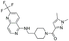 N-((1-[(1,5-DIMETHYL-1H-PYRAZOL-3-YL)CARBONYL]PIPERIDIN-4-YL)METHYL)-2-(TRIFLUOROMETHYL)-1,6-NAPHTHYRIDIN-5-AMINE Struktur