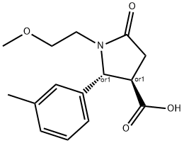 (2R,3R)-1-(2-METHOXY-ETHYL)-5-OXO-2-M-TOLYL-PYRROLIDINE-3-CARBOXYLIC ACID Struktur