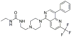 N-ETHYL-N'-(2-(4-[8-PHENYL-2-(TRIFLUOROMETHYL)-1,6-NAPHTHYRIDIN-5-YL]PIPERAZIN-1-YL)ETHYL)UREA Struktur