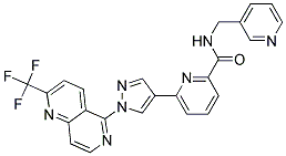 N-(PYRIDIN-3-YLMETHYL)-6-(1-[2-(TRIFLUOROMETHYL)-1,6-NAPHTHYRIDIN-5-YL]-1H-PYRAZOL-4-YL)PYRIDINE-2-CARBOXAMIDE Struktur