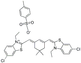 6-CHLORO-2-[(3-([6-CHLORO-3-ETHYL-1,3-BENZOTHIAZOL-2(3H)-YLIDENE]METHYL)-5,5-DIMETHYL-2-CYCLOHEXEN-1-YLIDENE)METHYL]-3-ETHYL-1,3-BENZOTHIAZOL-3-IUM 4-METHYLBENZENESULFONATE Struktur