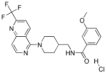 3-METHOXY-N-((1-[2-(TRIFLUOROMETHYL)-1,6-NAPHTHYRIDIN-5-YL]PIPERIDIN-4-YL)METHYL)BENZAMIDE HYDROCHLORIDE Struktur