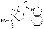 3-(2,3-DIHYDRO-INDOLE-1-CARBONYL)-1,2,2-TRIMETHYL-CYCLOPENTANECARBOXYLIC ACID Struktur