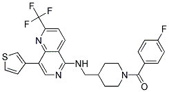 N-([1-(4-FLUOROBENZOYL)PIPERIDIN-4-YL]METHYL)-8-(3-THIENYL)-2-(TRIFLUOROMETHYL)-1,6-NAPHTHYRIDIN-5-AMINE Struktur