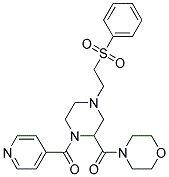 4-((1-ISONICOTINOYL-4-[2-(PHENYLSULFONYL)ETHYL]PIPERAZIN-2-YL)CARBONYL)MORPHOLINE Struktur