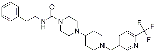 N-(2-PHENYLETHYL)-4-(1-([6-(TRIFLUOROMETHYL)PYRIDIN-3-YL]METHYL)PIPERIDIN-4-YL)PIPERAZINE-1-CARBOXAMIDE Struktur