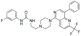 N-(3-FLUOROPHENYL)-N'-(2-(4-[8-PHENYL-2-(TRIFLUOROMETHYL)-1,6-NAPHTHYRIDIN-5-YL]PIPERAZIN-1-YL)ETHYL)UREA Struktur