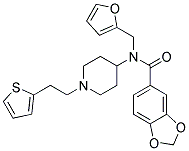 N-(2-FURYLMETHYL)-N-(1-[2-(2-THIENYL)ETHYL]PIPERIDIN-4-YL)-1,3-BENZODIOXOLE-5-CARBOXAMIDE Struktur