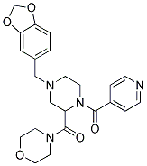 4-([4-(1,3-BENZODIOXOL-5-YLMETHYL)-1-ISONICOTINOYLPIPERAZIN-2-YL]CARBONYL)MORPHOLINE Struktur