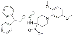 4-(((9H-FLUOREN-9-YL)METHOXY)CARBONYLAMINO)-1-(2,5-DIMETHOXYPHENYL)PIPERIDINE-4-CARBOXYLIC ACID Struktur