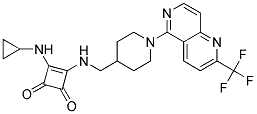 3-(CYCLOPROPYLAMINO)-4-[((1-[2-(TRIFLUOROMETHYL)-1,6-NAPHTHYRIDIN-5-YL]PIPERIDIN-4-YL)METHYL)AMINO]CYCLOBUT-3-ENE-1,2-DIONE Struktur