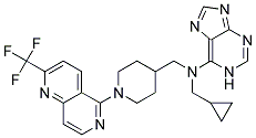 N-(CYCLOPROPYLMETHYL)-N-((1-[2-(TRIFLUOROMETHYL)-1,6-NAPHTHYRIDIN-5-YL]PIPERIDIN-4-YL)METHYL)-1H-PURIN-6-AMINE Struktur