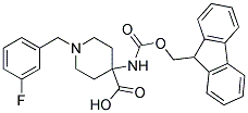 4-(((9H-FLUOREN-9-YL)METHOXY)CARBONYLAMINO)-1-(3-FLUOROBENZYL)PIPERIDINE-4-CARBOXYLIC ACID Struktur