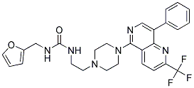 N-(2-FURYLMETHYL)-N'-(2-(4-[8-PHENYL-2-(TRIFLUOROMETHYL)-1,6-NAPHTHYRIDIN-5-YL]PIPERAZIN-1-YL)ETHYL)UREA Struktur