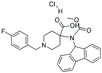 4-(9H-FLUOREN-9-YLMETHOXYCARBONYLAMINO)-1-(4-FLUORO-BENZYL)-PIPERIDINE-4-CARBOXYLIC ACID HYDROCHLORIDE Struktur