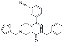 N-BENZYL-1-(3-CYANOBENZOYL)-4-(2-FURYLMETHYL)PIPERAZINE-2-CARBOXAMIDE Struktur