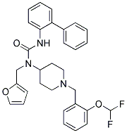 N'-BIPHENYL-2-YL-N-(1-[2-(DIFLUOROMETHOXY)BENZYL]PIPERIDIN-4-YL)-N-(2-FURYLMETHYL)UREA Struktur