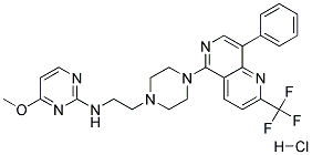 4-METHOXY-N-(2-(4-[8-PHENYL-2-(TRIFLUOROMETHYL)-1,6-NAPHTHYRIDIN-5-YL]PIPERAZIN-1-YL)ETHYL)PYRIMIDIN-2-AMINE HYDROCHLORIDE Struktur