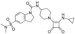 N-(1-[2-(CYCLOPROPYLAMINO)-3,4-DIOXOCYCLOBUT-1-EN-1-YL]PIPERIDIN-4-YL)-5-[(DIMETHYLAMINO)SULFONYL]INDOLINE-1-CARBOXAMIDE Struktur