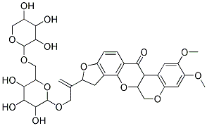 8,9-DIMETHOXY-2-(1-[3,4,5-TRIHYDROXY-6-(3,4,5-TRIHYDROXY-TETRAHYDRO-PYRAN-2-YLOXYMETHYL)-TETRAHYDRO-PYRAN-2-YLOXYMETHYL]-VINYL)-1,2,12,12A-TETRAHYDRO-6AH-CHROMENO[3,4-B]FURO[2,3-H]CHROMEN-6-ONE Struktur