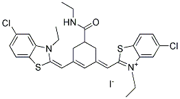 5-CHLORO-2-((3-([5-CHLORO-3-ETHYL-1,3-BENZOTHIAZOL-2(3H)-YLIDENE]METHYL)-5-[(ETHYLAMINO)CARBONYL]-2-CYCLOHEXEN-1-YLIDENE)METHYL)-3-ETHYL-1,3-BENZOTHIAZOL-3-IUM IODIDE Struktur