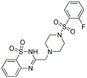 3-((4-[(2-FLUOROPHENYL)SULFONYL]PIPERAZIN-1-YL)METHYL)-2H-1,2,4-BENZOTHIADIAZINE 1,1-DIOXIDE Struktur