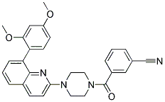 3-((4-[8-(2,4-DIMETHOXYPHENYL)QUINOLIN-2-YL]PIPERAZIN-1-YL)CARBONYL)BENZONITRILE Struktur