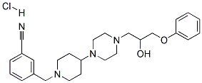 3-((4-[4-(2-HYDROXY-3-PHENOXYPROPYL)PIPERAZIN-1-YL]PIPERIDIN-1-YL)METHYL)BENZONITRILE HYDROCHLORIDE Struktur