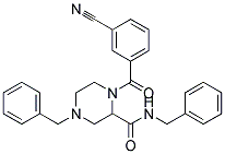 N,4-DIBENZYL-1-(3-CYANOBENZOYL)PIPERAZINE-2-CARBOXAMIDE Struktur