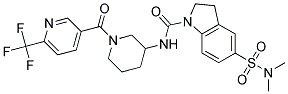 5-[(DIMETHYLAMINO)SULFONYL]-N-(1-([6-(TRIFLUOROMETHYL)PYRIDIN-3-YL]CARBONYL)PIPERIDIN-3-YL)INDOLINE-1-CARBOXAMIDE Struktur