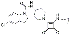 5-CHLORO-N-(1-[2-(CYCLOPROPYLAMINO)-3,4-DIOXOCYCLOBUT-1-EN-1-YL]PIPERIDIN-4-YL)INDOLINE-1-CARBOXAMIDE Struktur