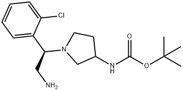 (R)-3-N-BOC-AMINO-1-[2-AMINO-1-(2-CHLORO-PHENYL)-ETHYL]-PYRROLIDINE Struktur