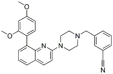 3-((4-[8-(2,4-DIMETHOXYPHENYL)QUINOLIN-2-YL]PIPERAZIN-1-YL)METHYL)BENZONITRILE Struktur