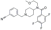 N-[1-(3-CYANOBENZYL)PIPERIDIN-4-YL]-2,4,5-TRIFLUORO-N-(2-METHOXYETHYL)BENZAMIDE Struktur