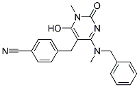 4-((4-[BENZYL(METHYL)AMINO]-6-HYDROXY-1-METHYL-2-OXO-1,2-DIHYDROPYRIMIDIN-5-YL)METHYL)BENZONITRILE Struktur