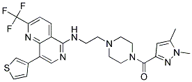 N-(2-(4-[(1,5-DIMETHYL-1H-PYRAZOL-3-YL)CARBONYL]PIPERAZIN-1-YL)ETHYL)-8-(3-THIENYL)-2-(TRIFLUOROMETHYL)-1,6-NAPHTHYRIDIN-5-AMINE Struktur