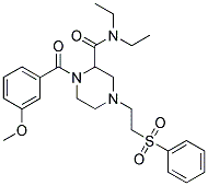 N,N-DIETHYL-1-(3-METHOXYBENZOYL)-4-[2-(PHENYLSULFONYL)ETHYL]PIPERAZINE-2-CARBOXAMIDE Struktur