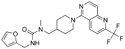 N'-(2-FURYLMETHYL)-N-METHYL-N-((1-[2-(TRIFLUOROMETHYL)-1,6-NAPHTHYRIDIN-5-YL]PIPERIDIN-4-YL)METHYL)UREA Struktur