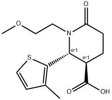 (2R,3R)-1-(2-METHOXYETHYL)-2-(3-METHYL-2-THIENYL)-6-OXOPIPERIDINE-3-CARBOXYLIC ACID Struktur